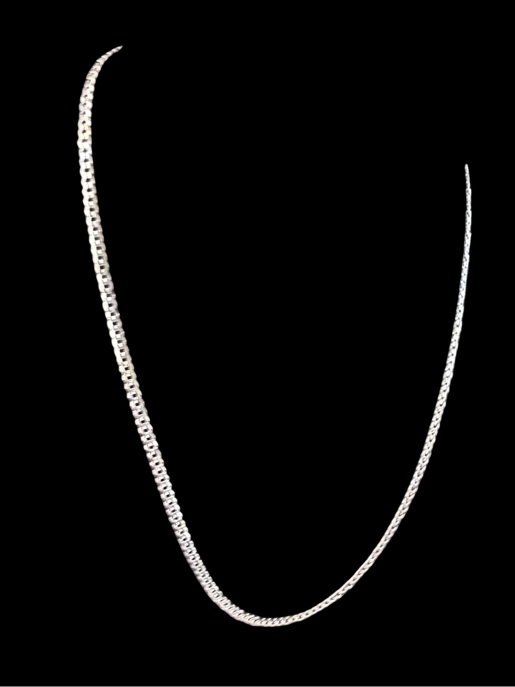 925 Sterling Silver Diamond-Cut Curb Link Necklace 20” Made In Italy